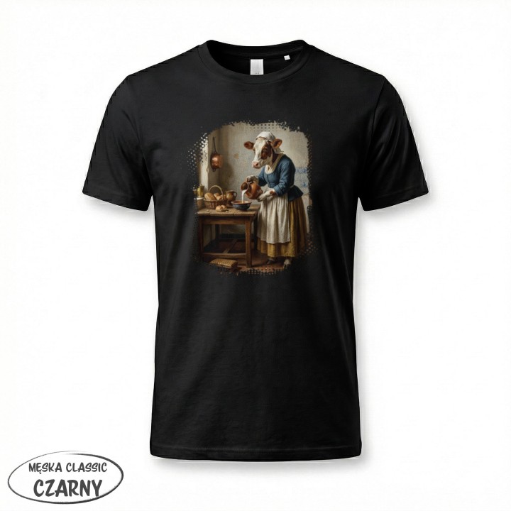 Koszulka Mleczarka Krowa Parodia Vermeer Śmieszna