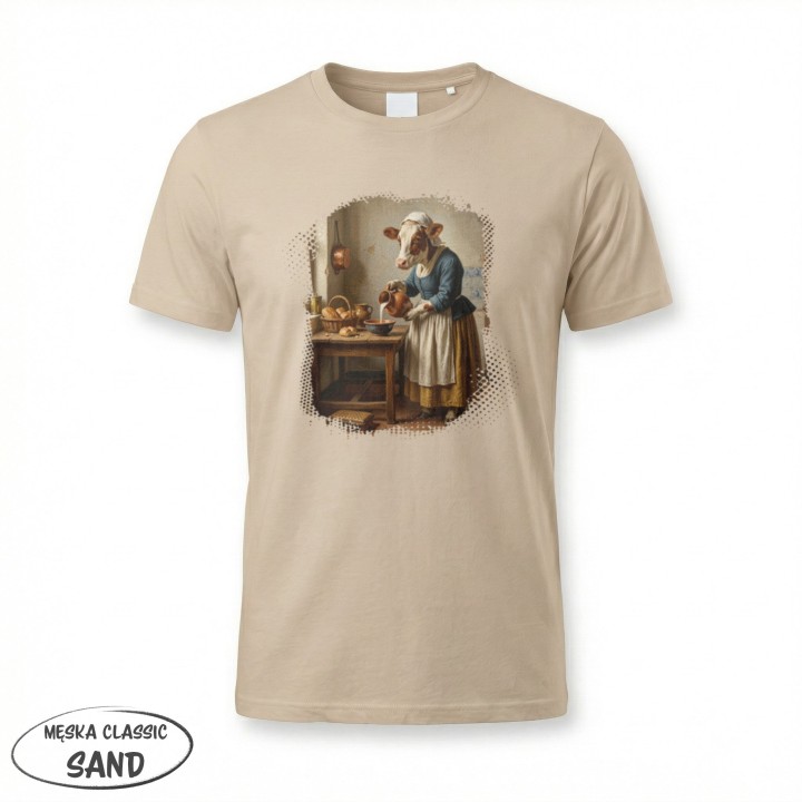 Koszulka Mleczarka Krowa Parodia Vermeer Śmieszna