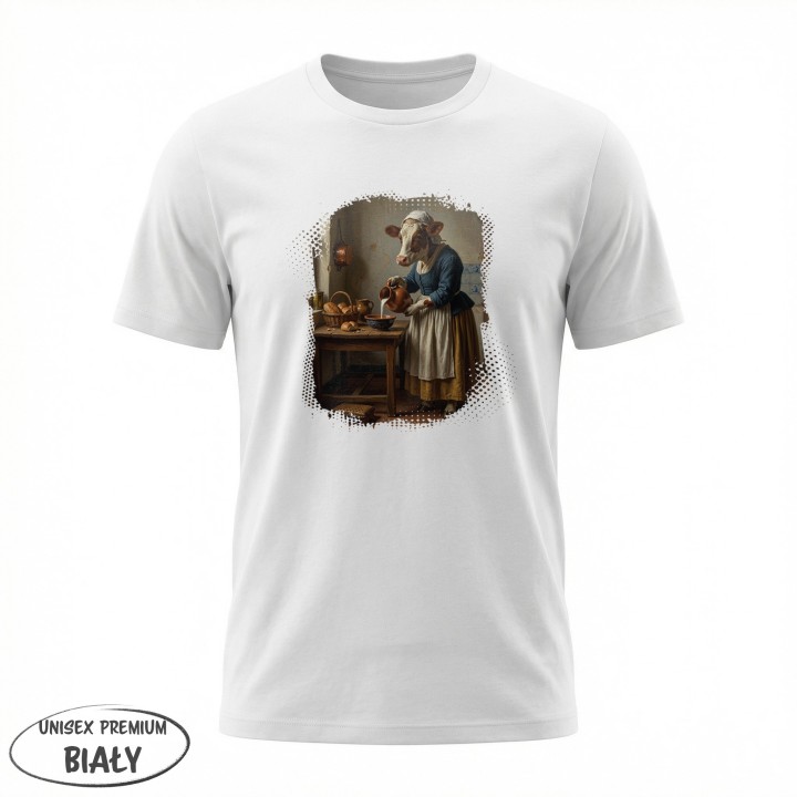 Koszulka Mleczarka Krowa Parodia Vermeer Śmieszna