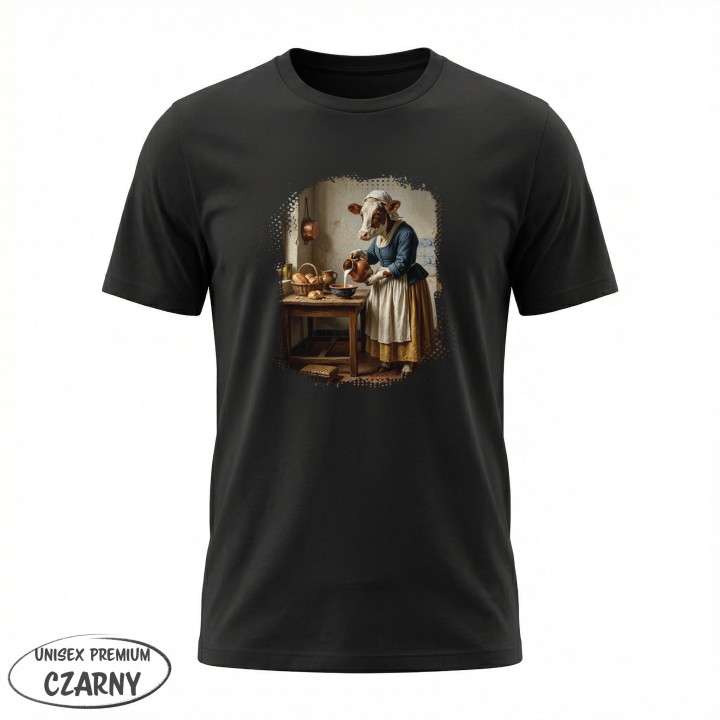 Koszulka Mleczarka Krowa Parodia Vermeer Śmieszna