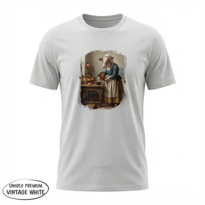 Koszulka Mleczarka Krowa Parodia Vermeer Śmieszna