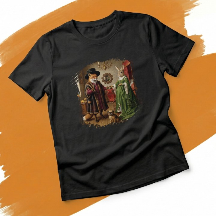 Koszulka Małżeństwo Arnolfinich Parodia Lis i Zając | Art T-shirt