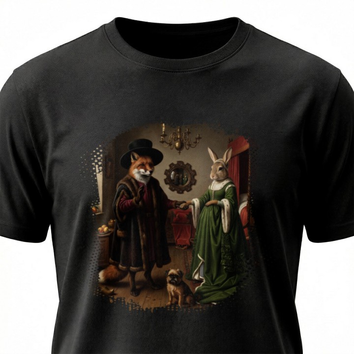 Koszulka Małżeństwo Arnolfinich Parodia Lis i Zając | Art T-shirt