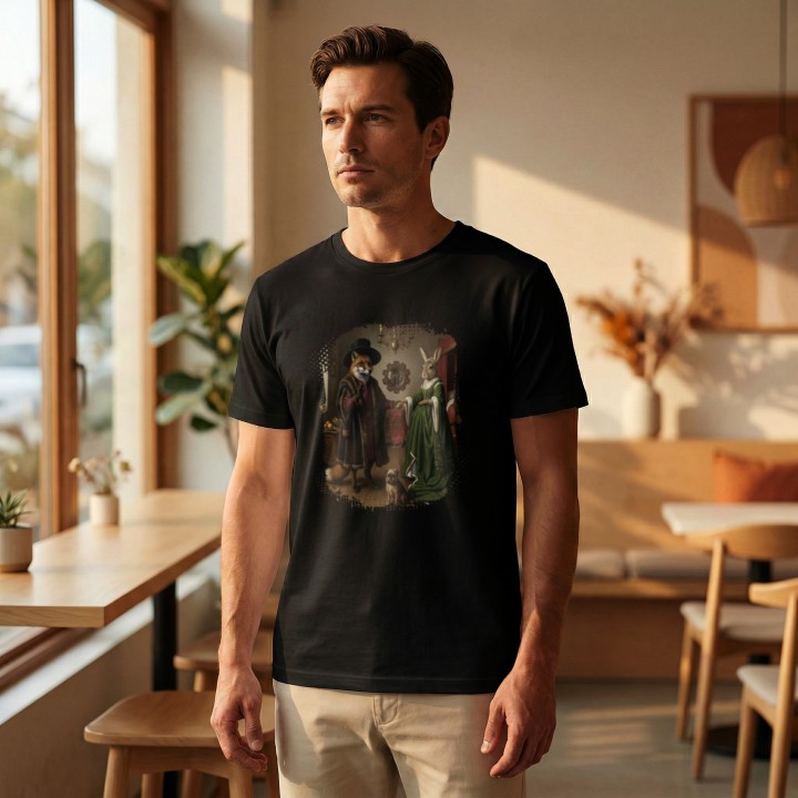Koszulka Małżeństwo Arnolfinich Parodia Lis i Zając | Art T-shirt