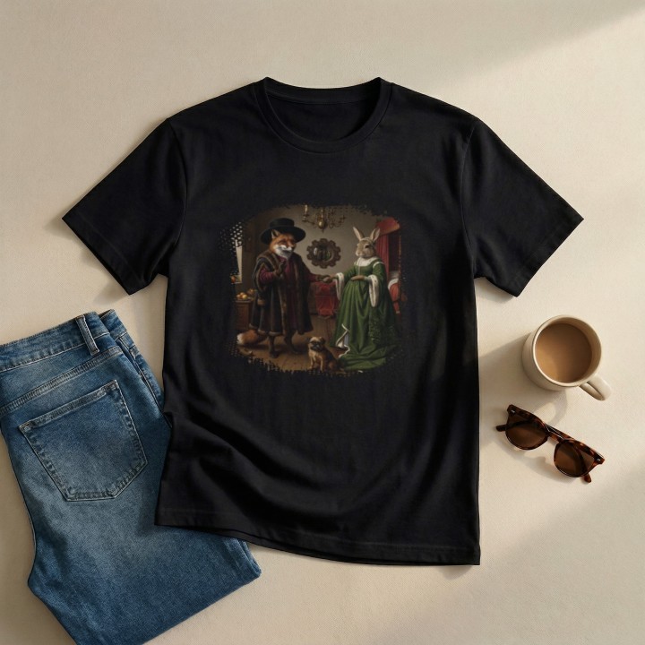 Koszulka Małżeństwo Arnolfinich Parodia Lis i Zając | Art T-shirt
