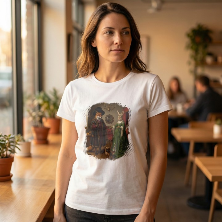 Koszulka Małżeństwo Arnolfinich Parodia Lis i Zając | Art T-shirt