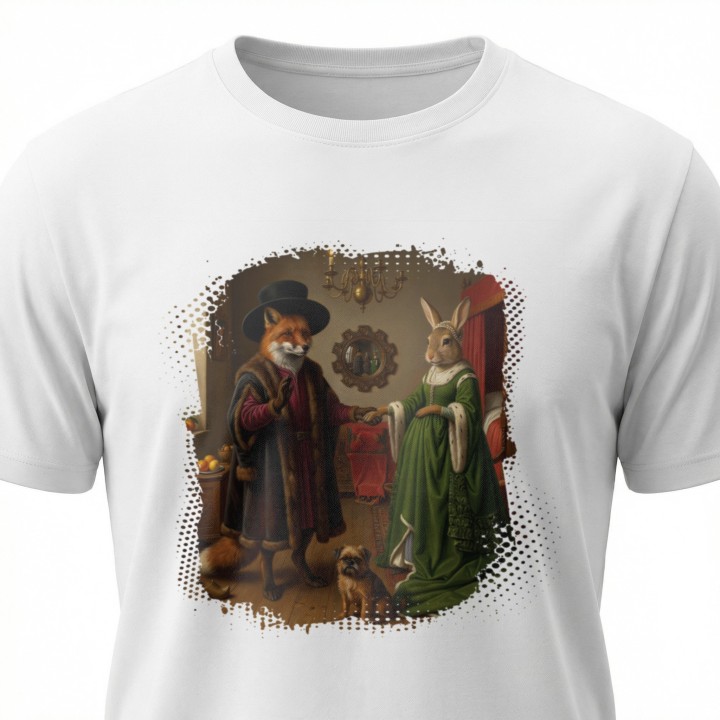 Koszulka Małżeństwo Arnolfinich Parodia Lis i Zając | Art T-shirt