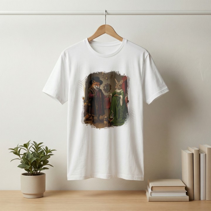 Koszulka Małżeństwo Arnolfinich Parodia Lis i Zając | Art T-shirt