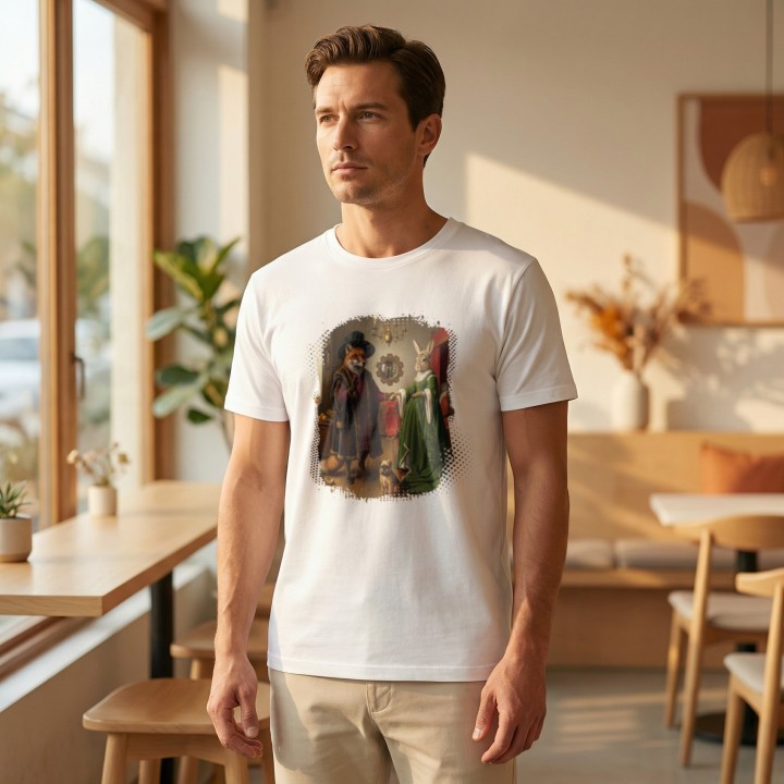 Koszulka Małżeństwo Arnolfinich Parodia Lis i Zając | Art T-shirt