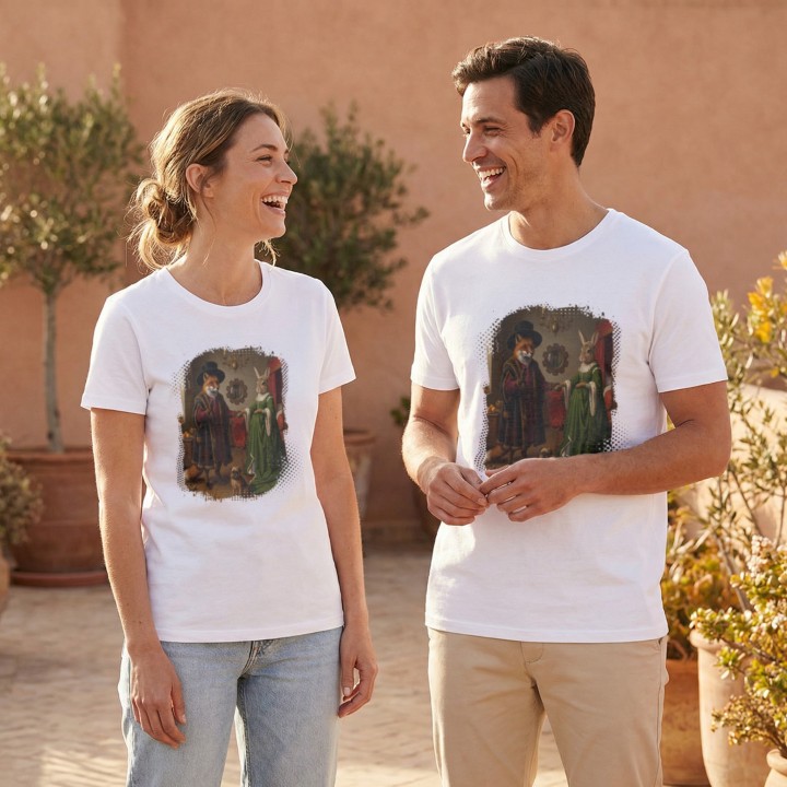 Koszulka Małżeństwo Arnolfinich Parodia Lis i Zając | Art T-shirt