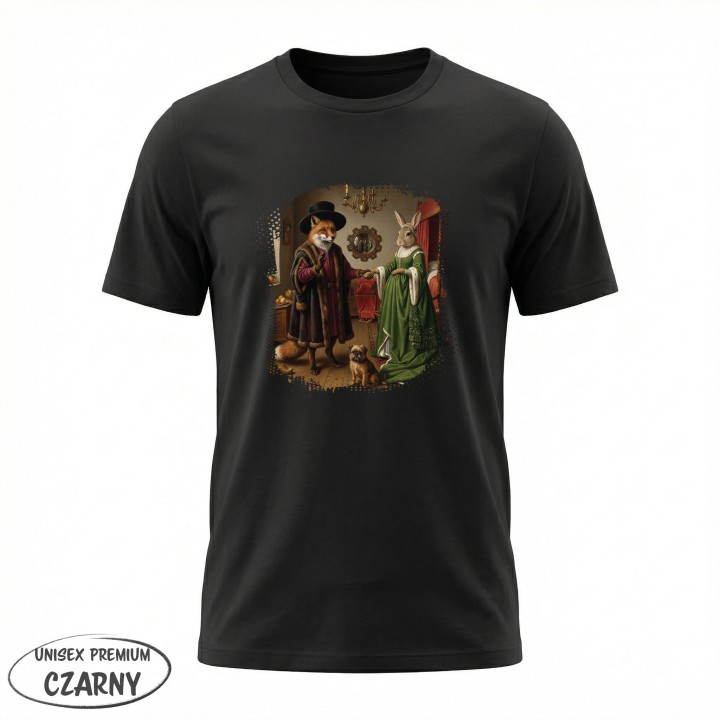 Koszulka Małżeństwo Arnolfinich Parodia Lis i Zając | Art T-shirt
