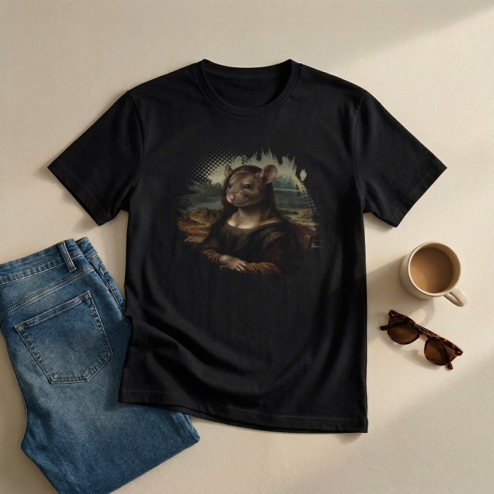 Koszulka Mona Lisa Gryzoń Parodia Sztuki | T-shirt z humorem