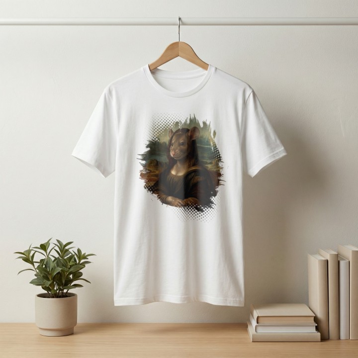 Koszulka Mona Lisa Gryzoń Parodia Sztuki | T-shirt z humorem