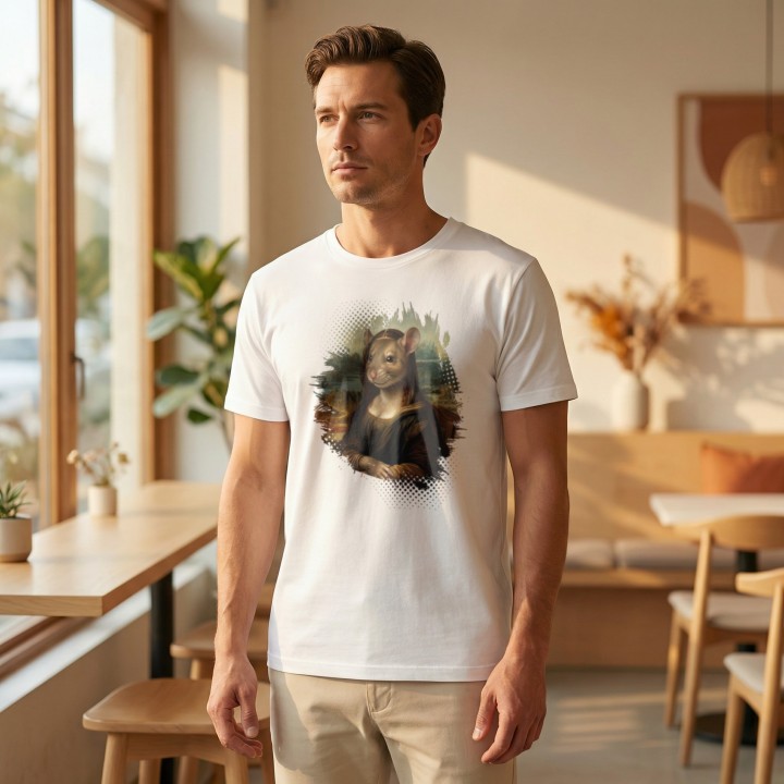 Koszulka Mona Lisa Gryzoń Parodia Sztuki | T-shirt z humorem