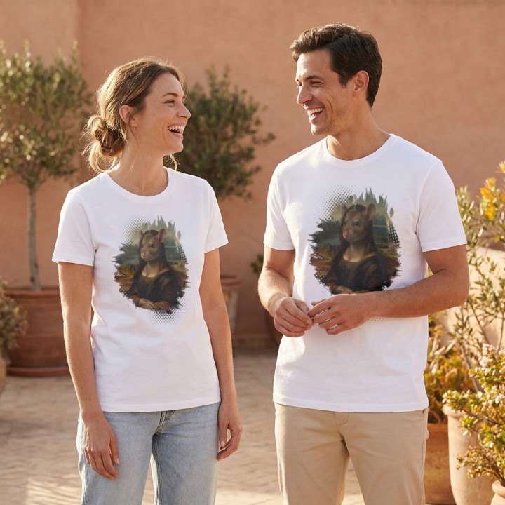 Koszulka Mona Lisa Gryzoń Parodia Sztuki | T-shirt z humorem