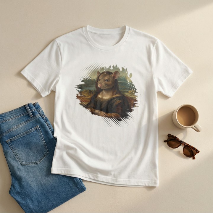 Koszulka Mona Lisa Gryzoń Parodia Sztuki | T-shirt z humorem