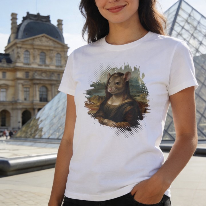 Koszulka Mona Lisa Gryzoń Parodia Sztuki | T-shirt z humorem