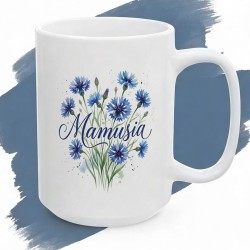 Kubek z nadrukiem Mamusia i błękitne chabry