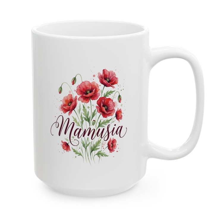 Kubek z nadrukiem Mamusia maki - prezent dla mamy kwiaty