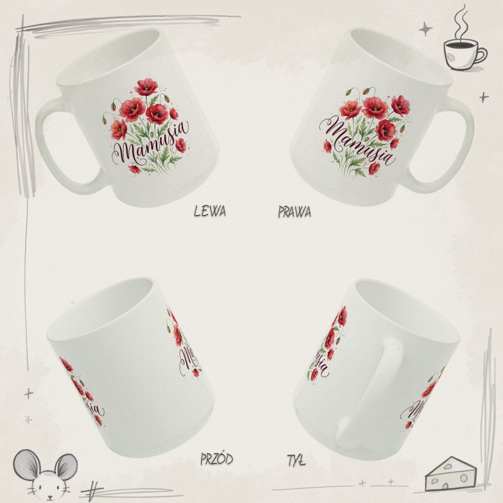 Kubek z nadrukiem Mamusia maki - prezent dla mamy kwiaty