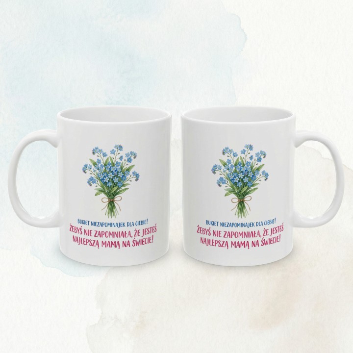 Kubek z nadrukiem Niezapominajki dla Mamy - Najlepsza Mama na świecie