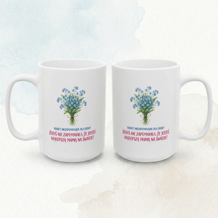 Kubek z nadrukiem Niezapominajki dla Mamy - Najlepsza Mama na świecie