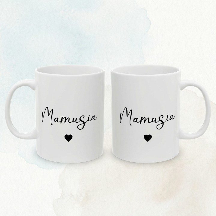 Kubek dla Mamy minimalistyczny - Mamusia z sercem, prezent