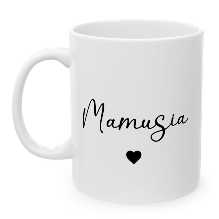 Kubek dla Mamy minimalistyczny - Mamusia z sercem, prezent