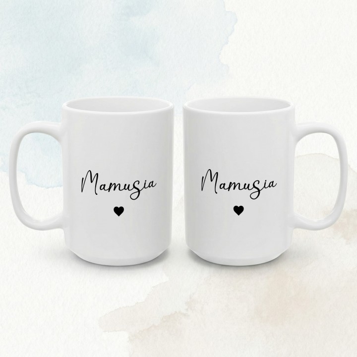 Kubek dla Mamy minimalistyczny - Mamusia z sercem, prezent