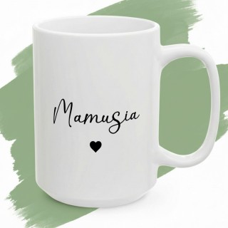 Kubek dla Mamy minimalistyczny - Mamusia z sercem, prezent
