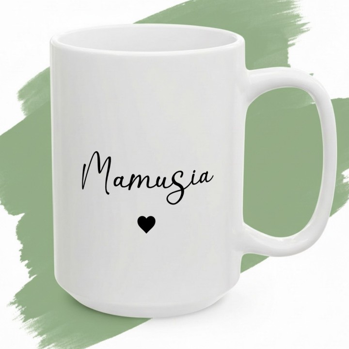 Kubek dla Mamy minimalistyczny - Mamusia z sercem, prezent