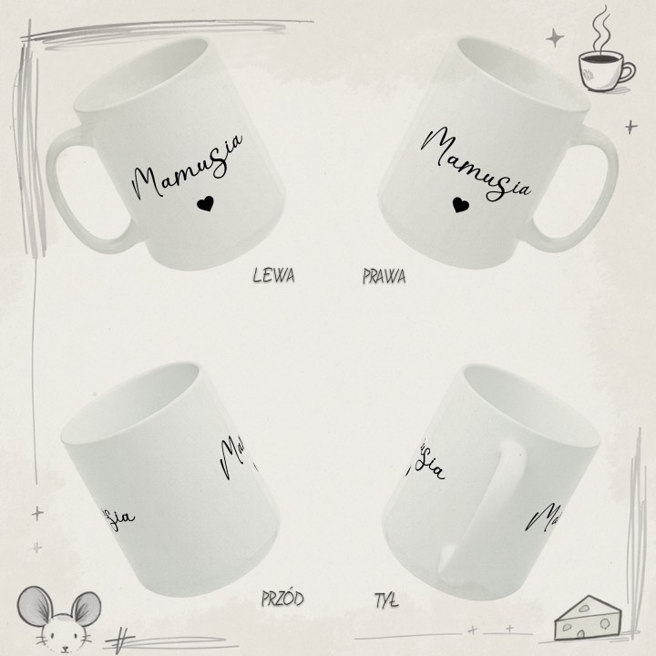 Kubek dla Mamy minimalistyczny - Mamusia z sercem, prezent