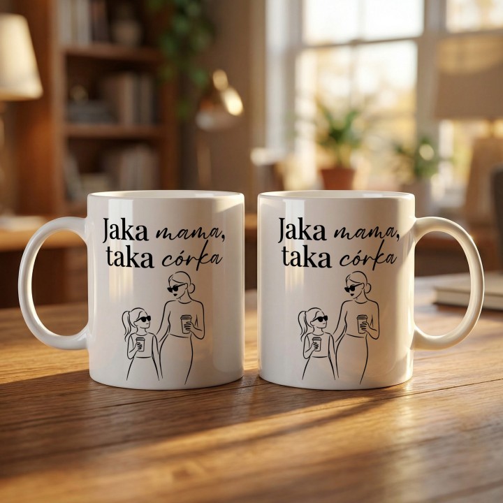 Kubek Jaka mama taka córka - prezent dla mamy od córki line art