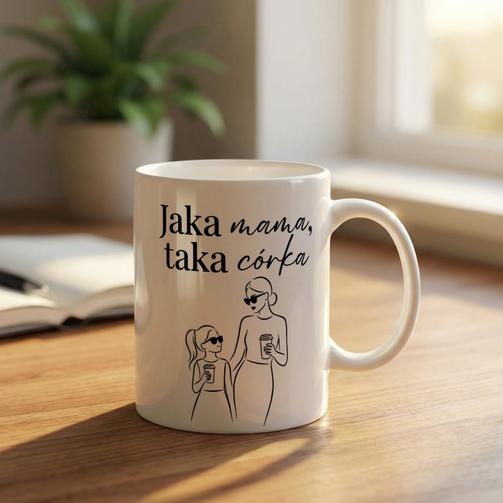 Kubek Jaka mama taka córka - prezent dla mamy od córki line art