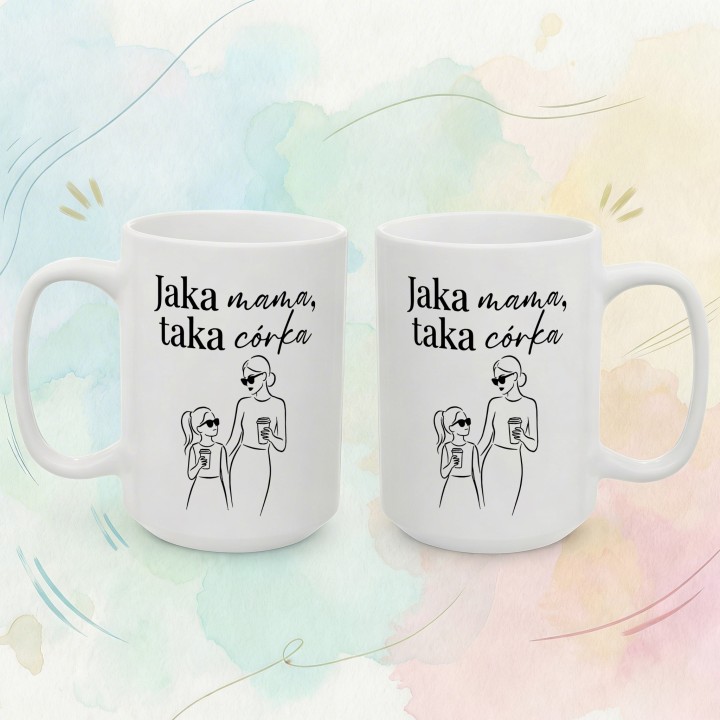 Kubek Jaka mama taka córka - prezent dla mamy od córki line art