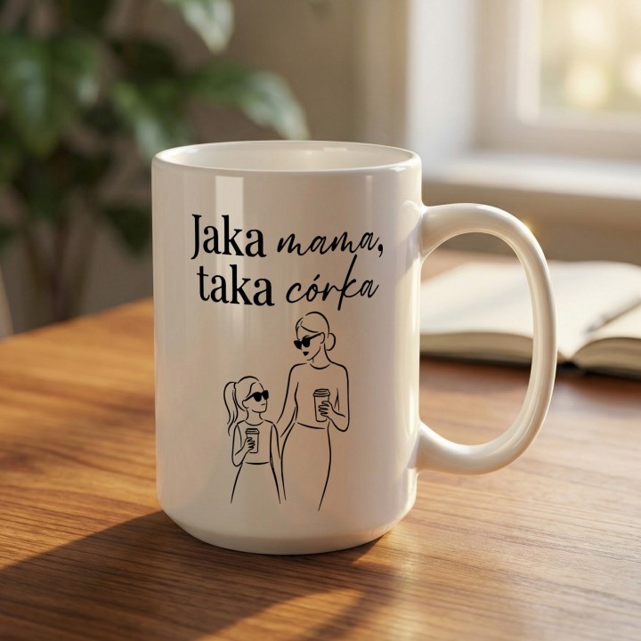 Kubek Jaka mama taka córka - prezent dla mamy od córki line art