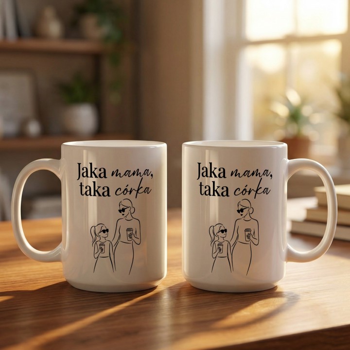 Kubek Jaka mama taka córka - prezent dla mamy od córki line art