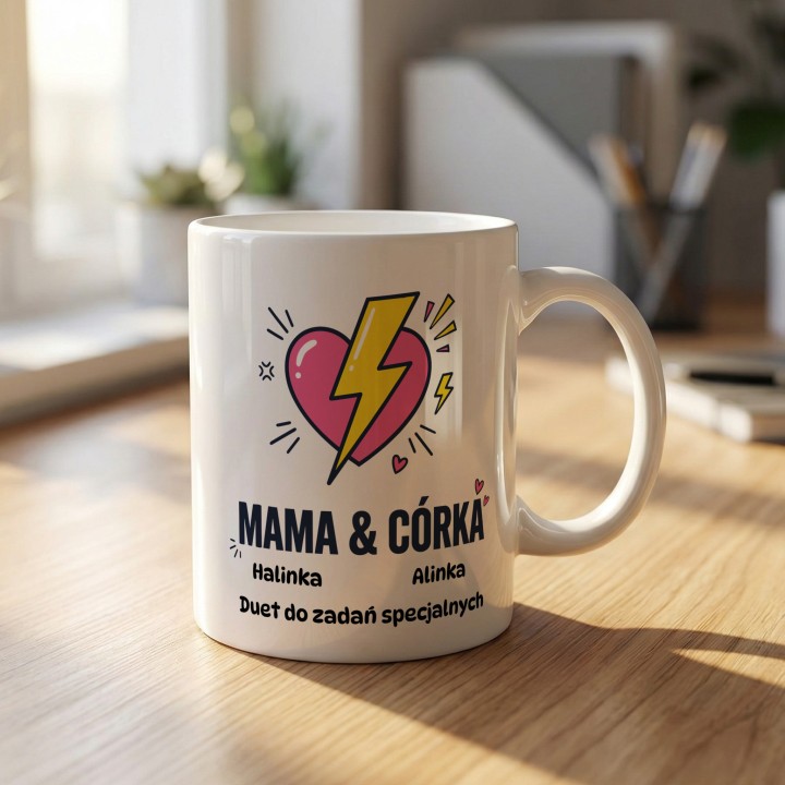 Personalizowany kubek Mama i Córka z imionami | Prezent dla duetu