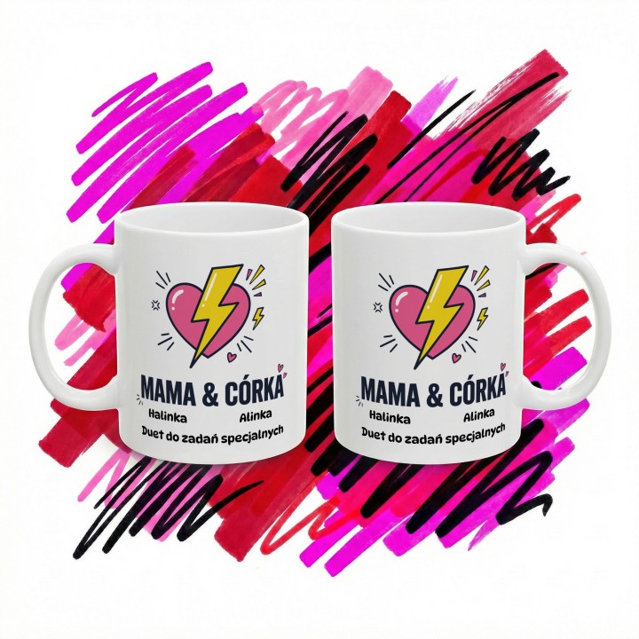 Personalizowany kubek Mama i Córka z imionami | Prezent dla duetu