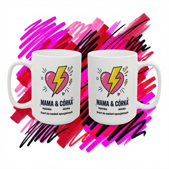Personalizowany kubek Mama i Córka z imionami | Prezent dla duetu