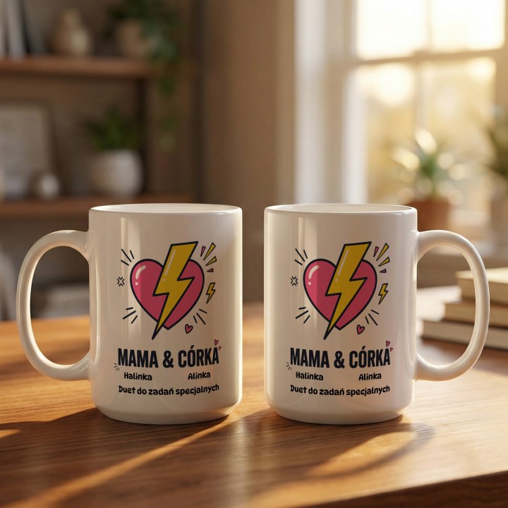 Personalizowany kubek Mama i Córka z imionami | Prezent dla duetu