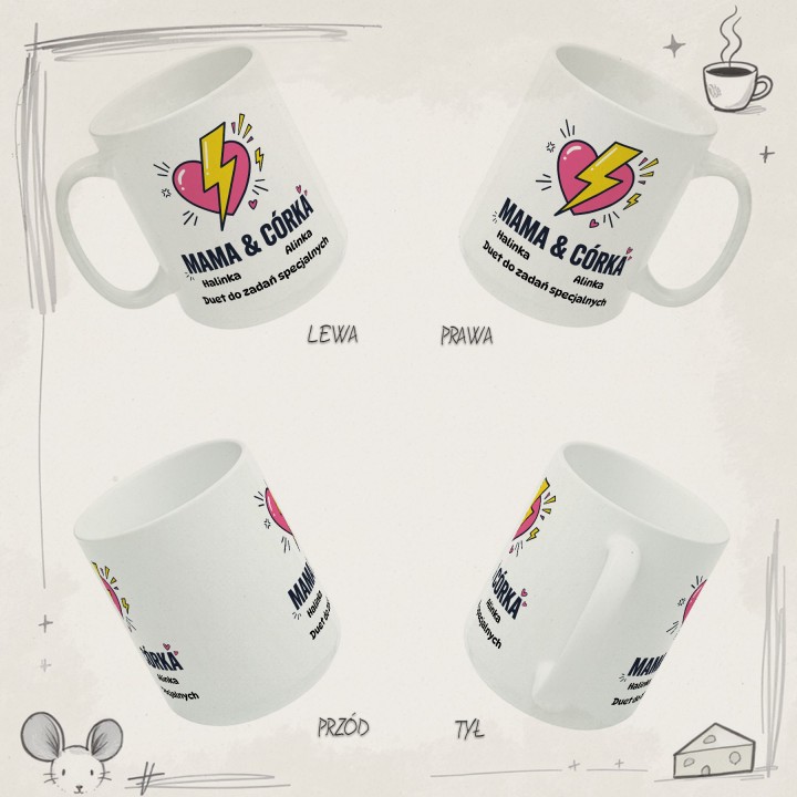 Personalizowany kubek Mama i Córka z imionami | Prezent dla duetu
