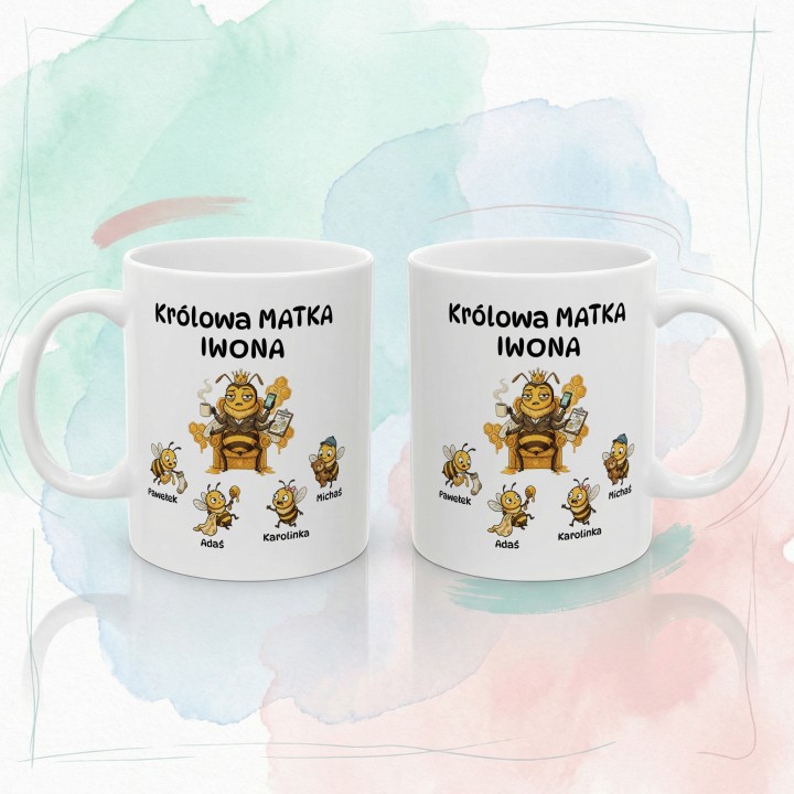 Personalizowany kubek dla mamy Królowa Matka – Imiona dzieci