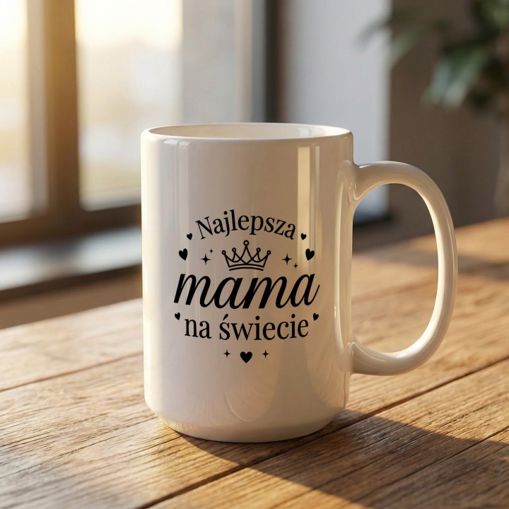 Kubek z nadrukiem Najlepsza mama na świecie – prezent dla mamy na Dzień Matki i urodziny