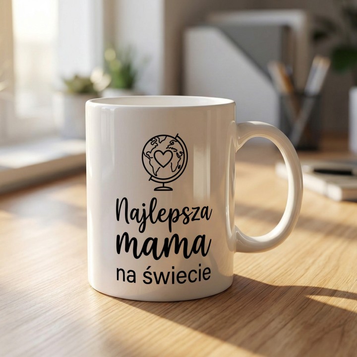 Kubek dla mamy Najlepsza mama na świecie | Globus z sercem