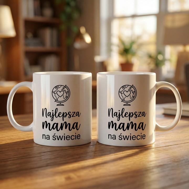 Kubek dla mamy Najlepsza mama na świecie | Globus z sercem