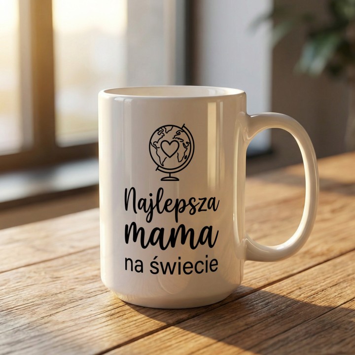Kubek dla mamy Najlepsza mama na świecie | Globus z sercem