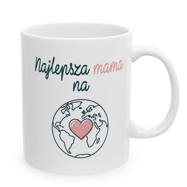 Kubek dla mamy Najlepsza mama na świecie | Globus i różowe serce
