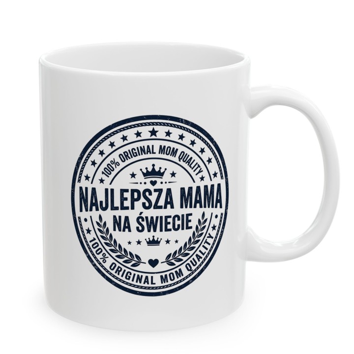 Kubek dla mamy Najlepsza mama na świecie – granatowa pieczątka