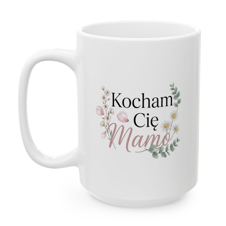 Kubek dla mamy Kocham Cię Mamo kwiatowy wzór | Prezent na Dzień Matki